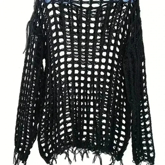 Tassel Knit Crew Neck Sweater, - Picture 3 of 3